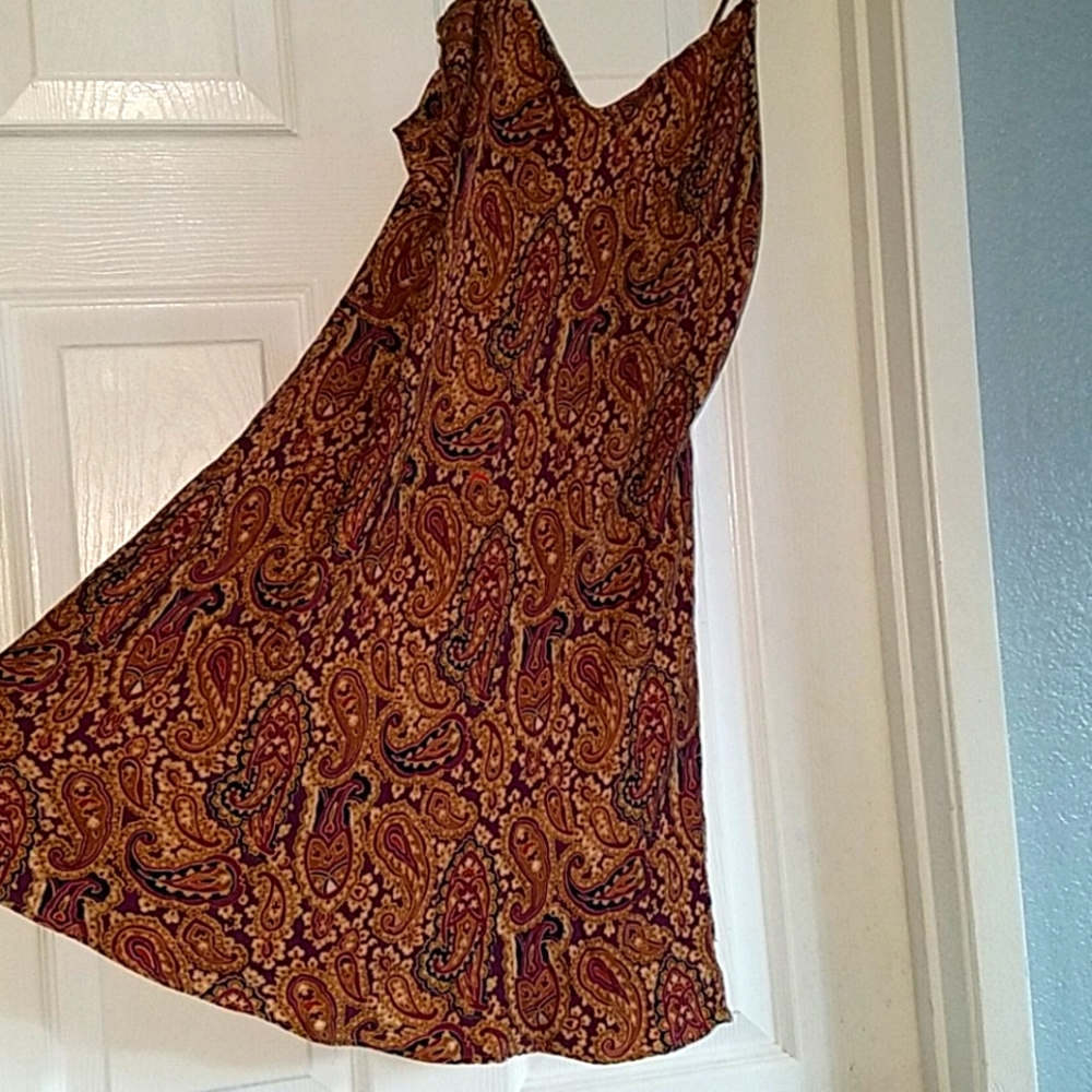 August Silk, Vintage rust colored silk dress